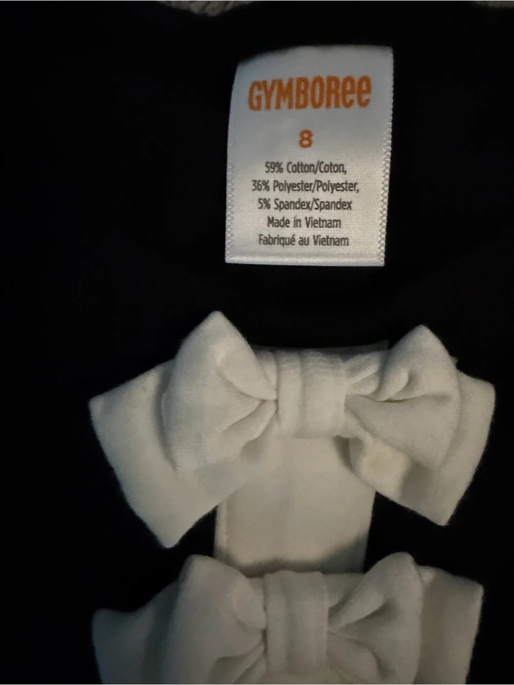 Gymboree Black Dress with Cream Trim and Bows